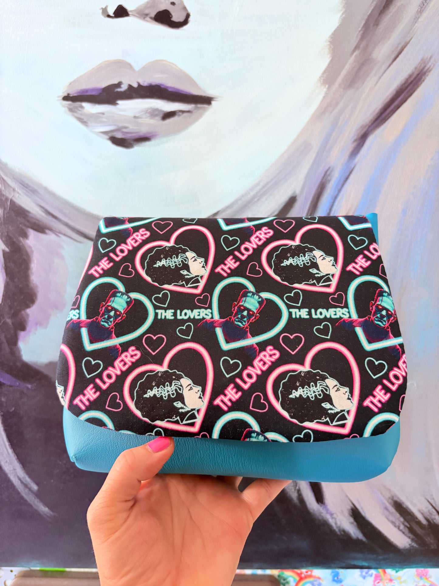 THE LOVERS FRANKENSTEIN AND BRIDE FLAP CROSSBODY BAG
