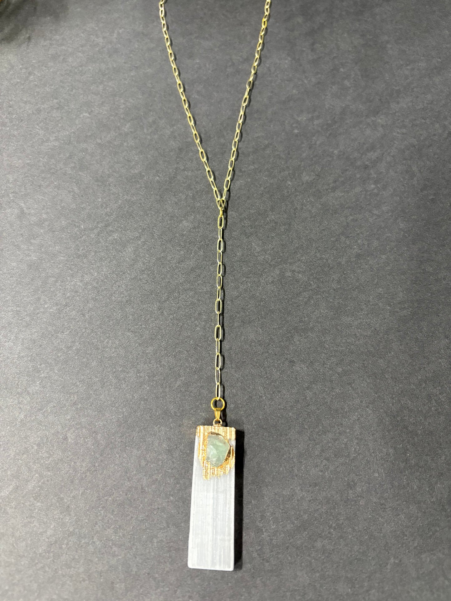Lariat style selenite necklace