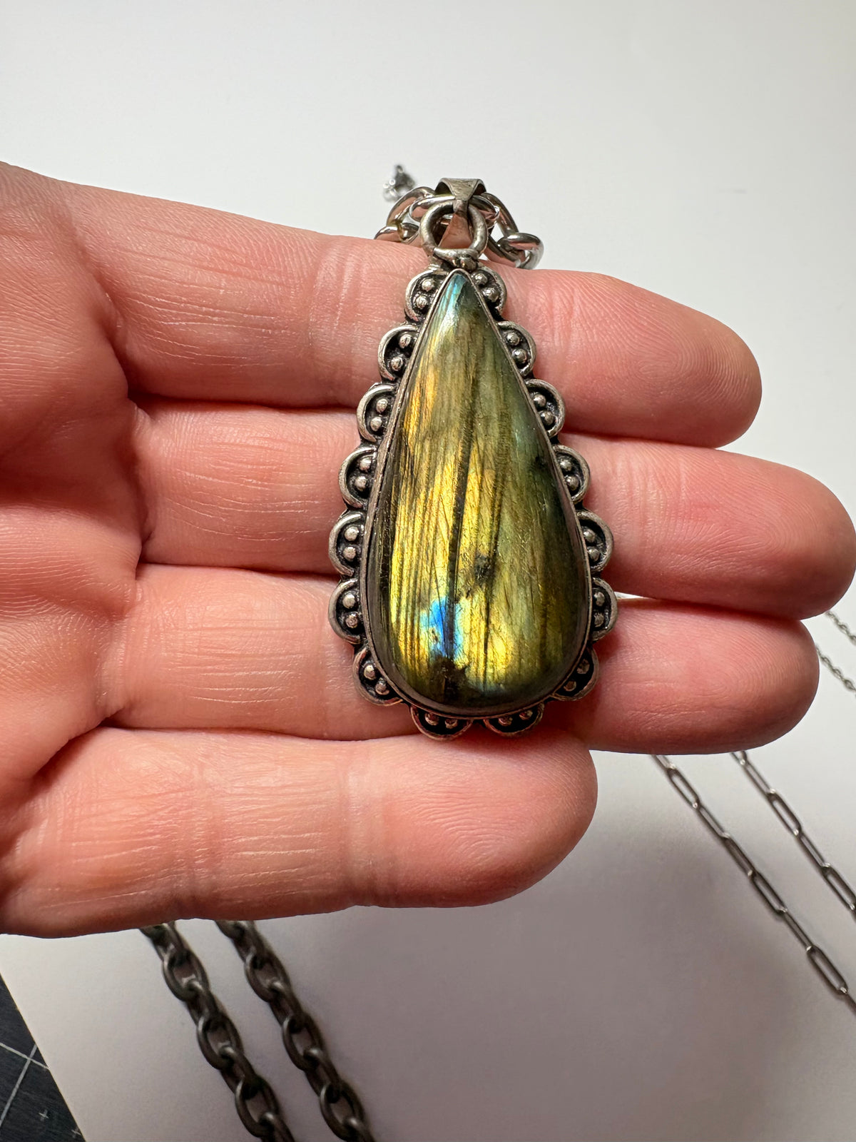 Labradorite jumbo teardrop pendant