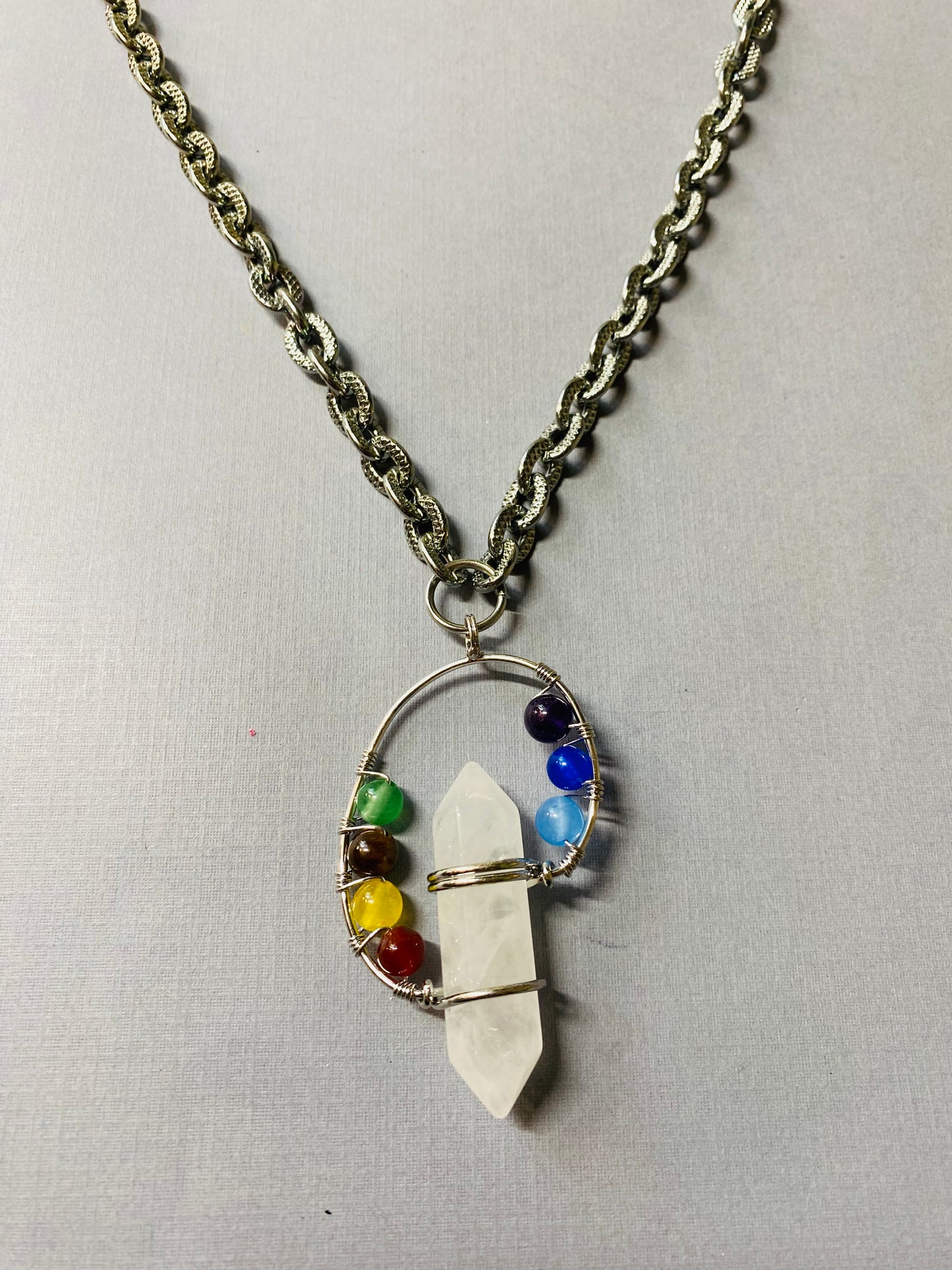 CHAKRA DOUBLE POINT QUARTZ NECKLACE
