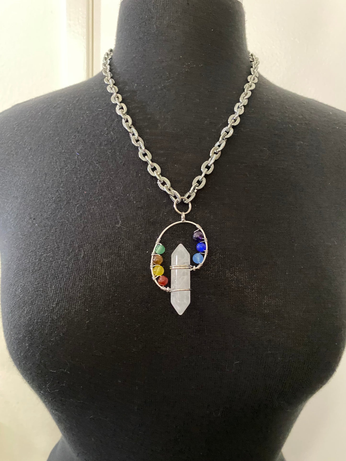 CHAKRA DOUBLE POINT QUARTZ NECKLACE