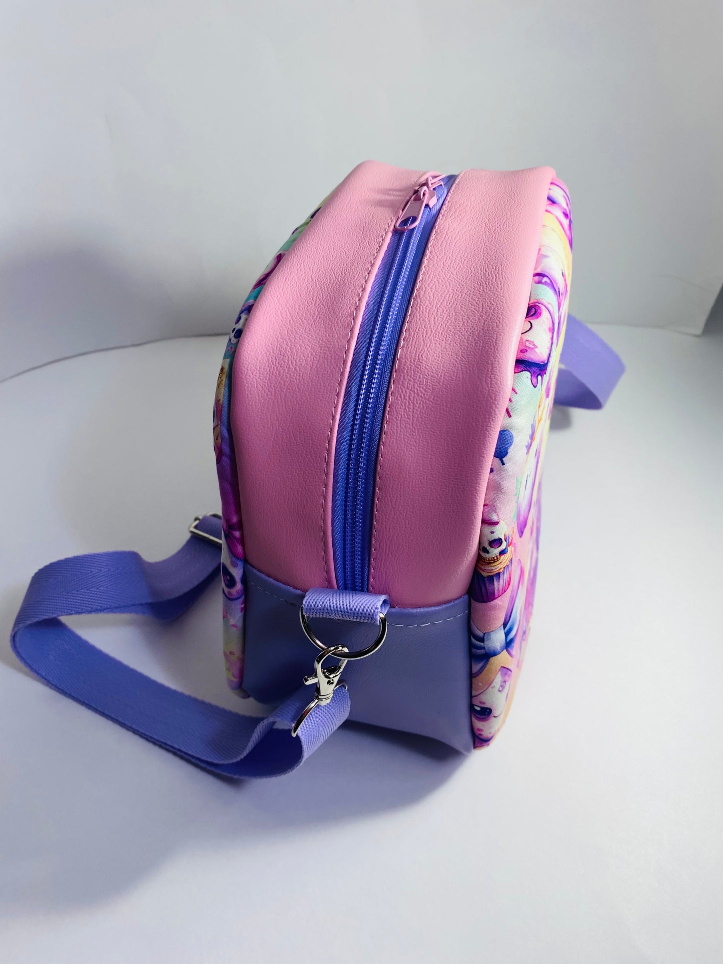 Cupcakes and skulls crossbody bowler