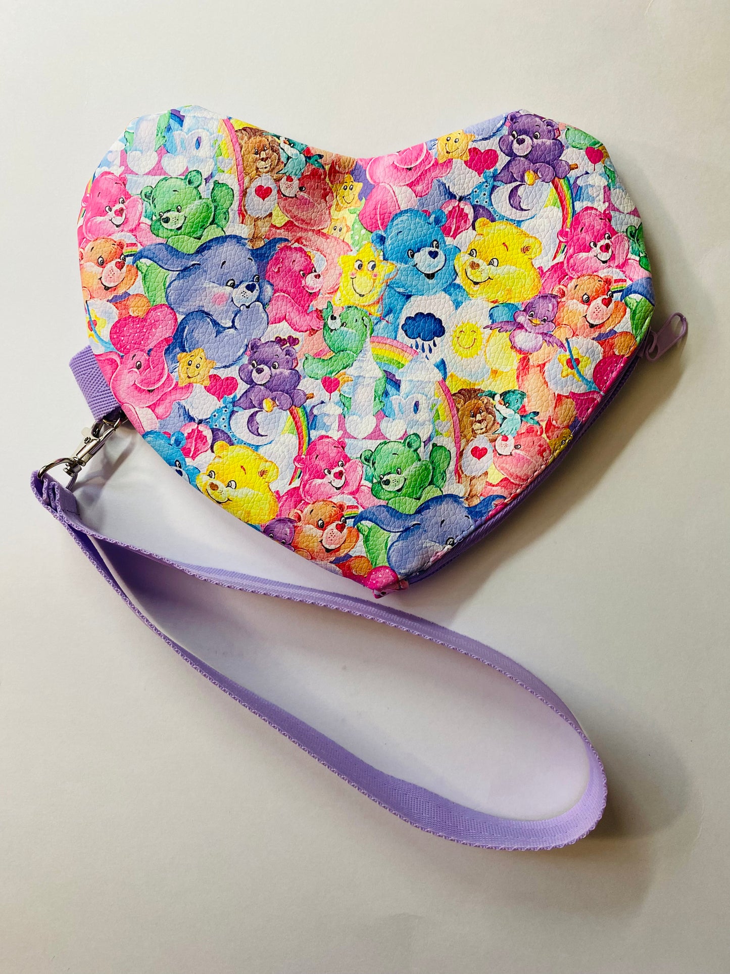 Bear heart shaped wristlet pouch
