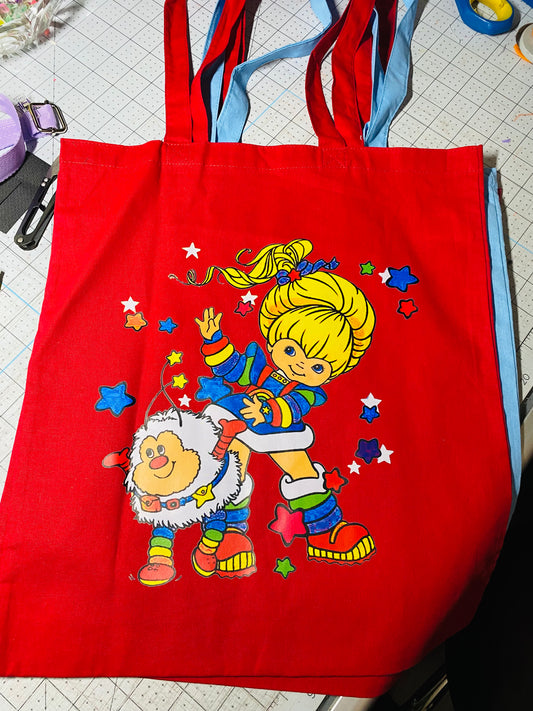 Red rainbow brite tote