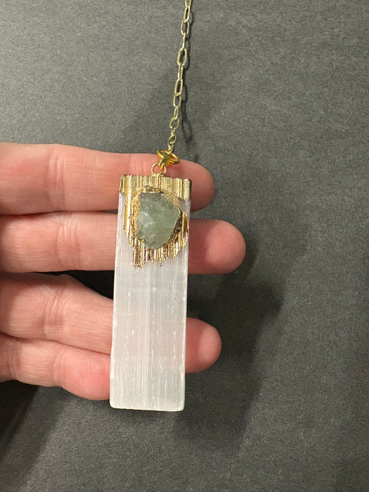 Lariat style selenite necklace