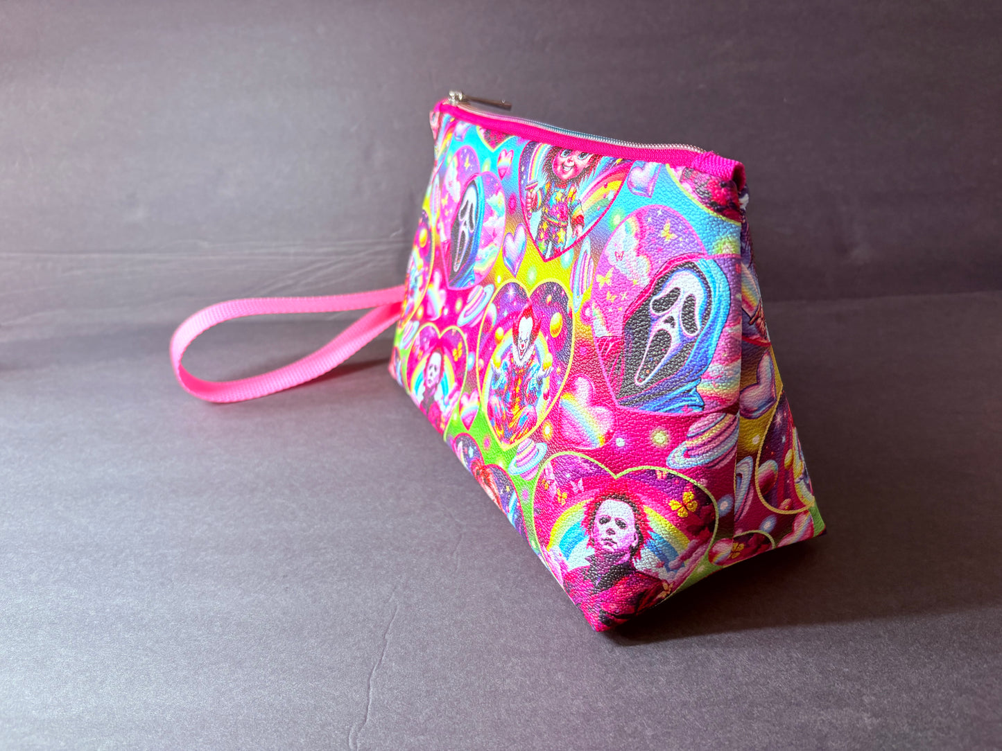Horror friends wristlet make up pouch