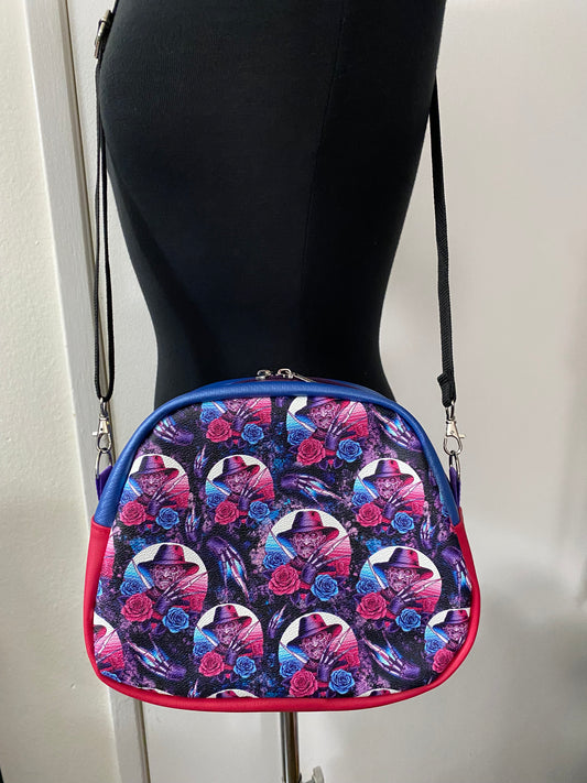 FLORAL FREDDY KREUGER NIGHTMARE ON ELM STREET BOWLER CROSSBODY BAG