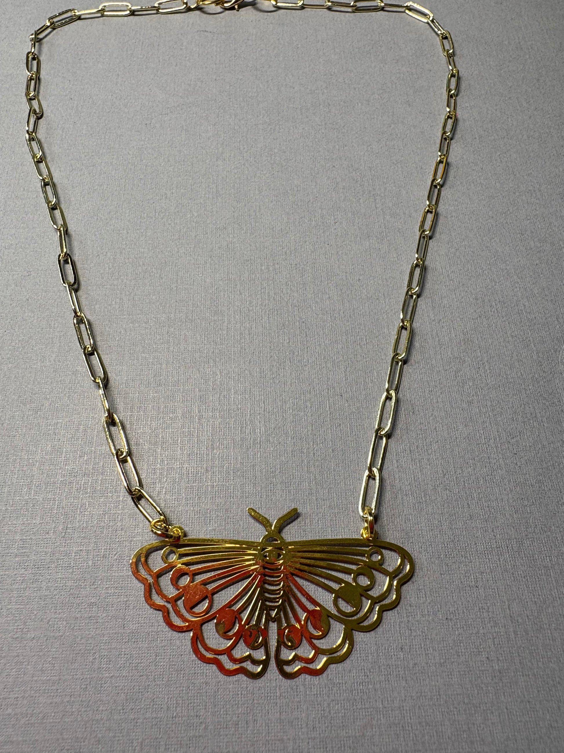 Brass moth necklace