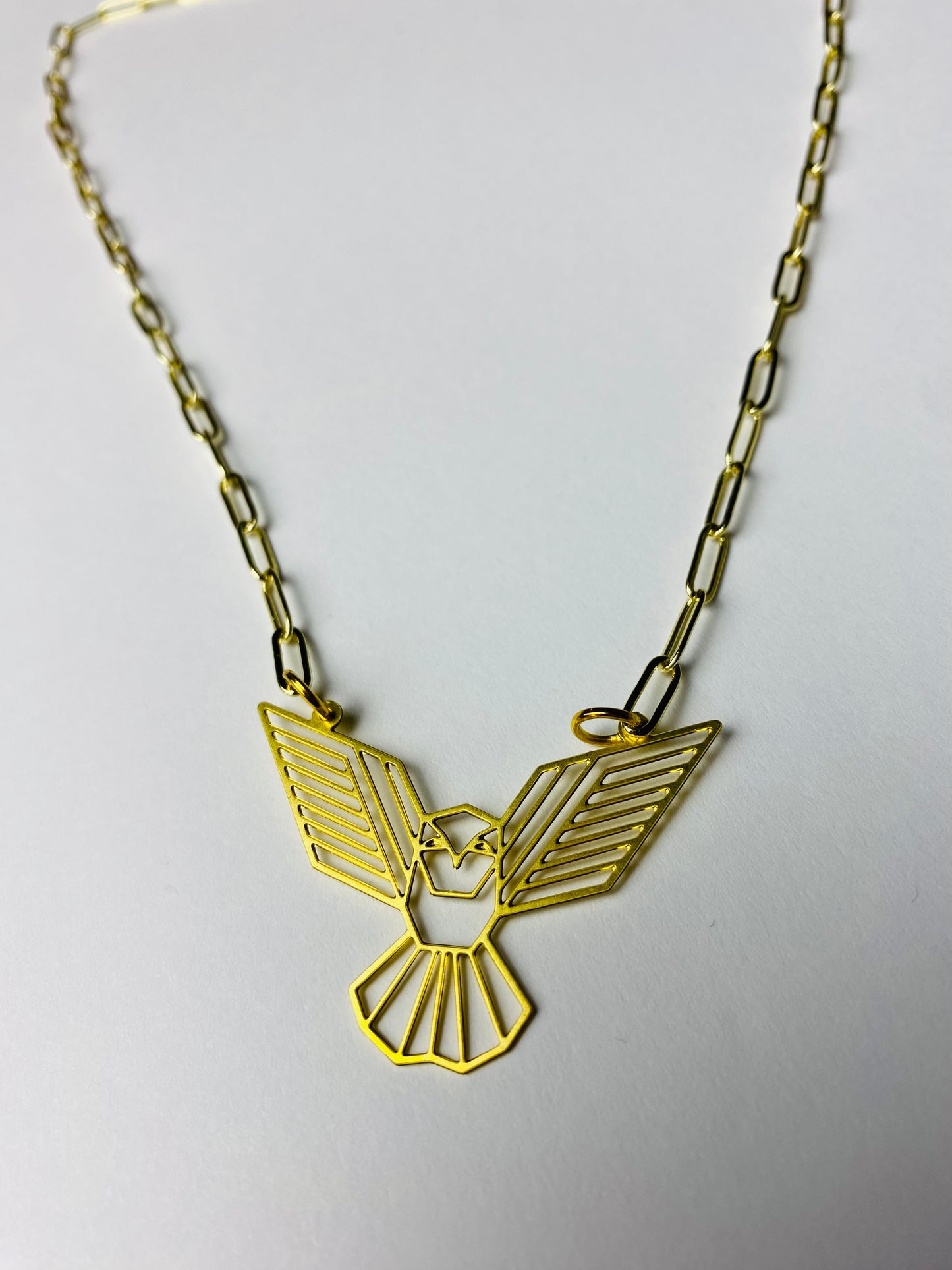 Phoenix brass necklace on 14k plated chain