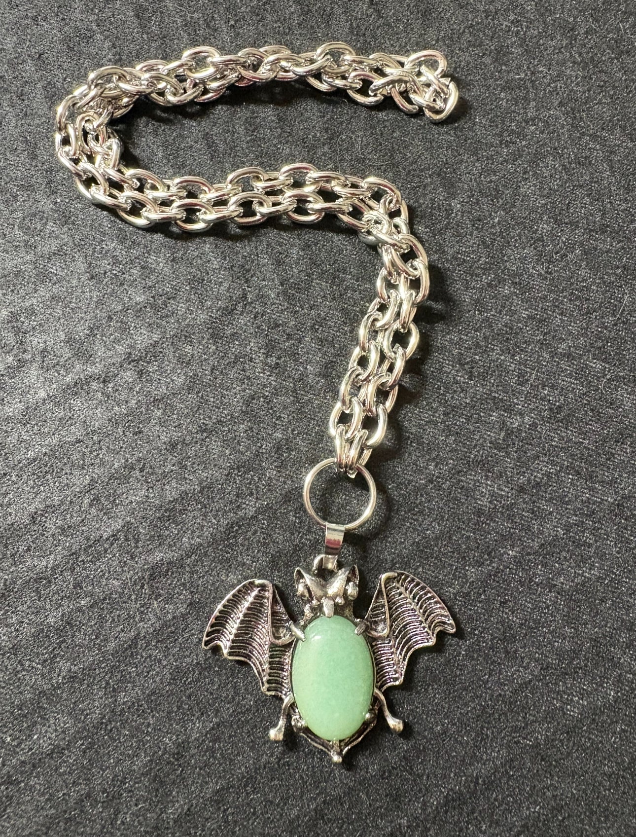 Aventurine bat necklace