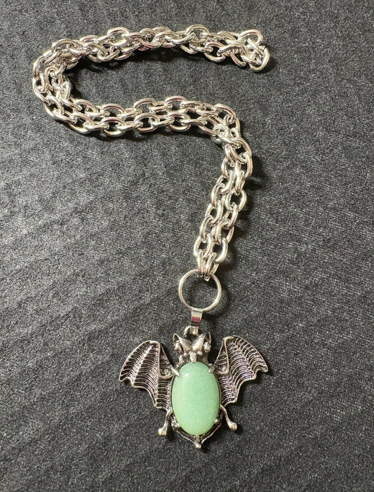 Aventurine bat necklace