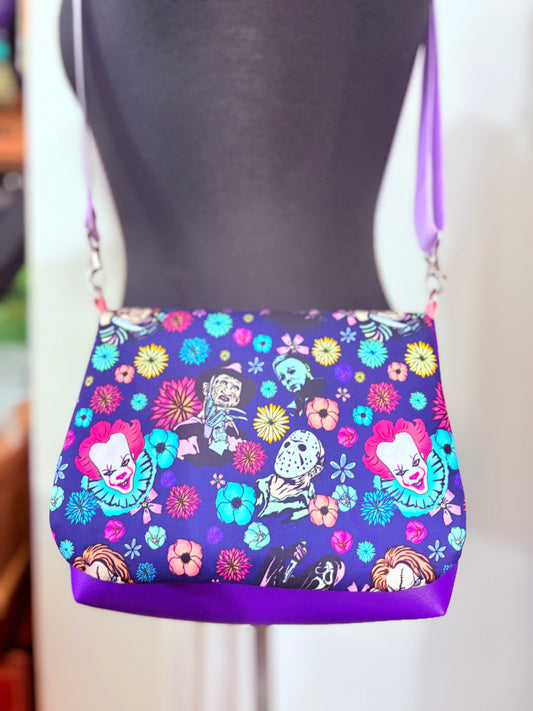 HIPPIE HORROR floral crossbody flap bag