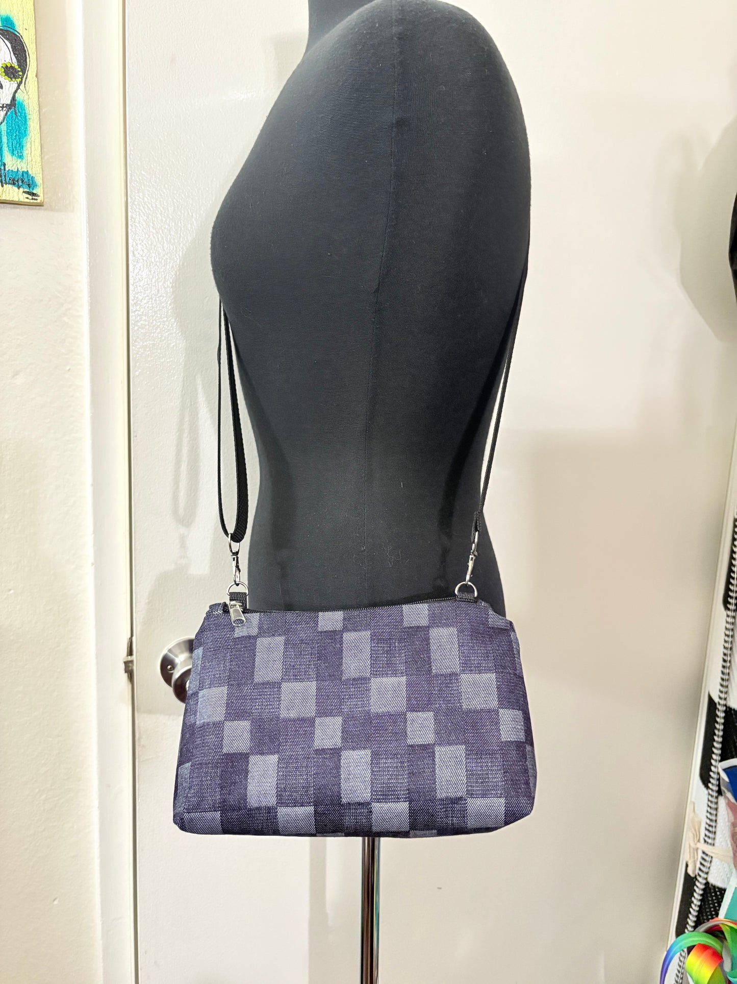DENIM CHECKERED CROSSBODY