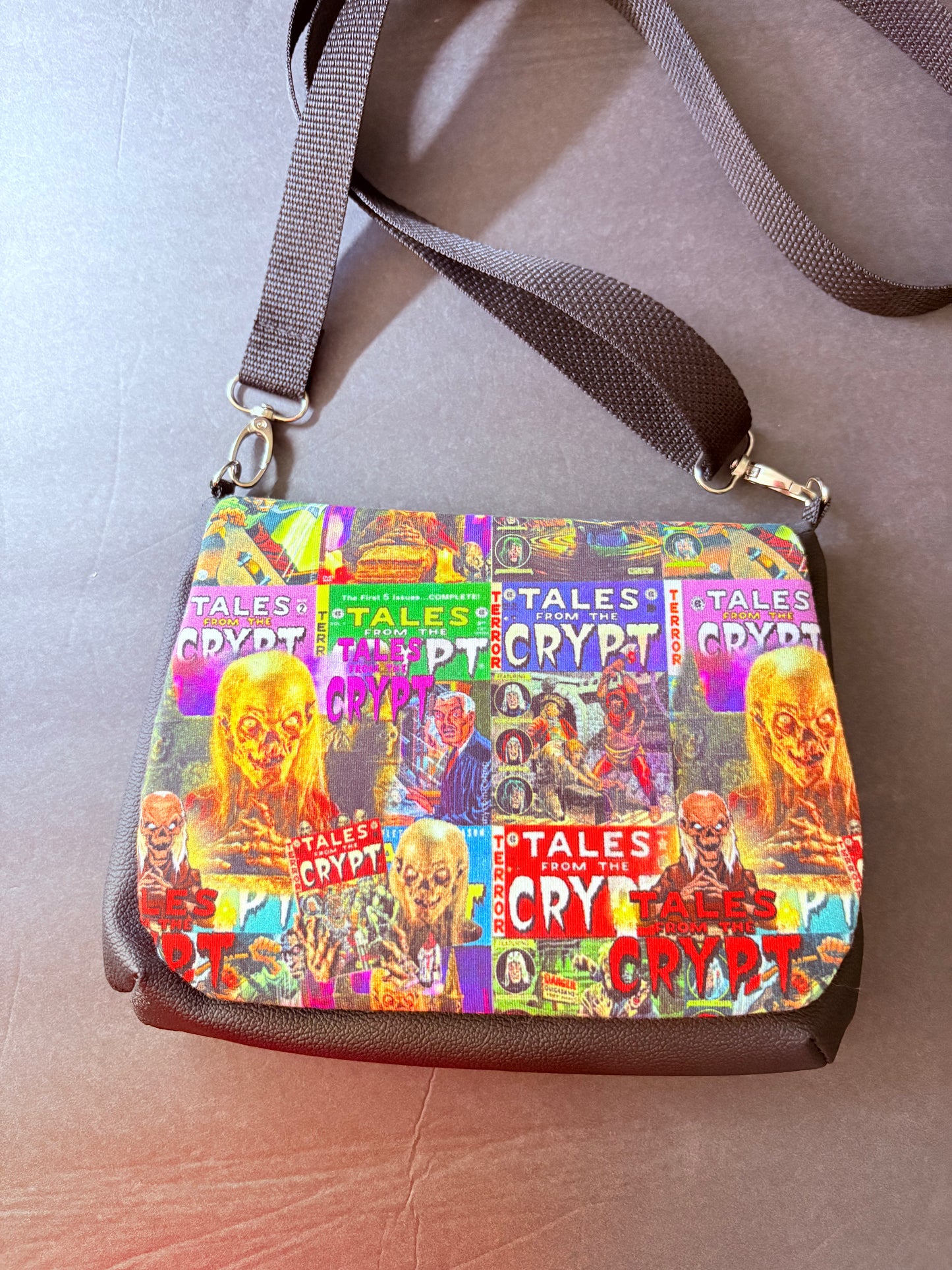 Tales from the crypt flap crossbody bag