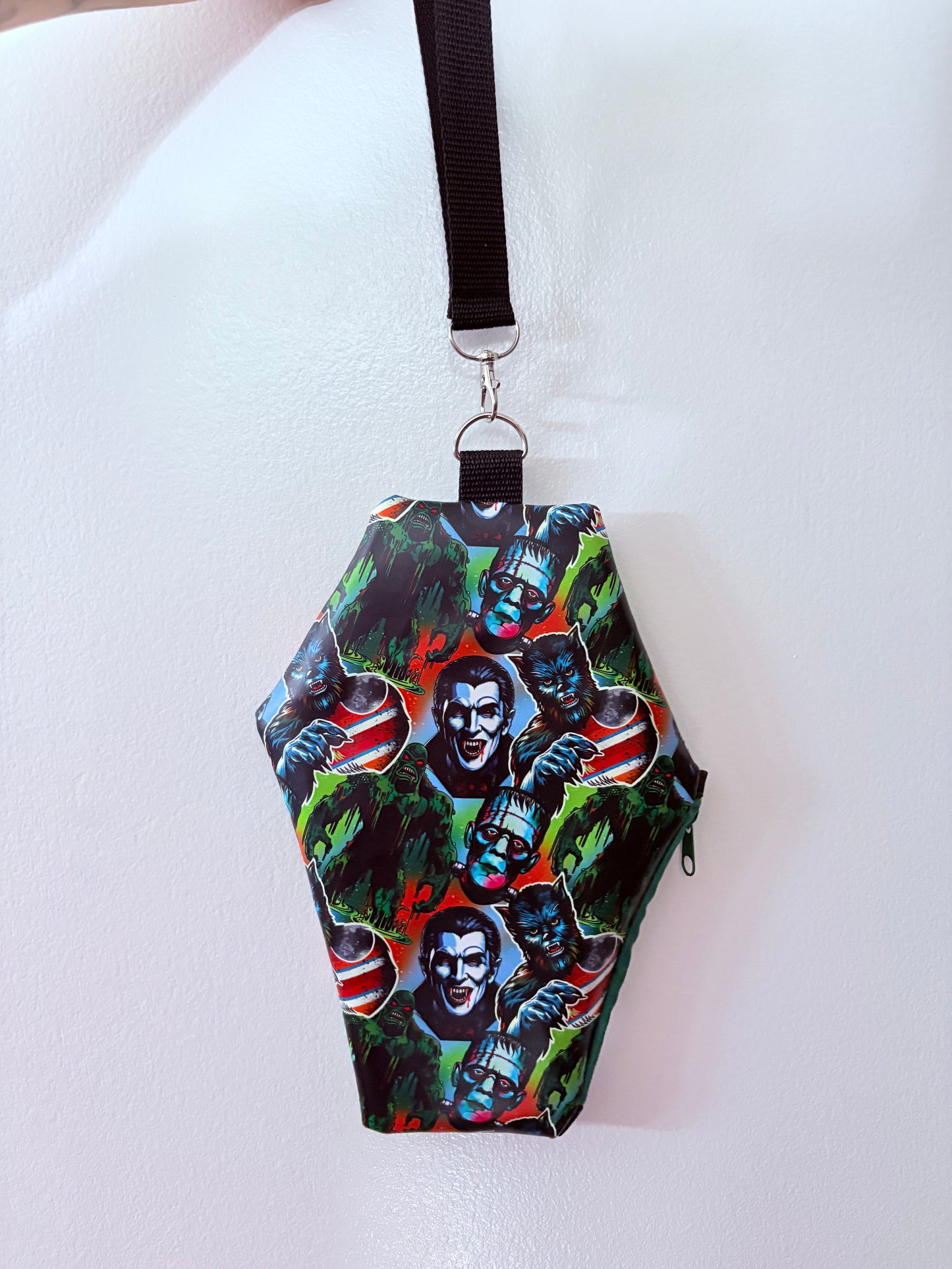Coffin wristlet pouches