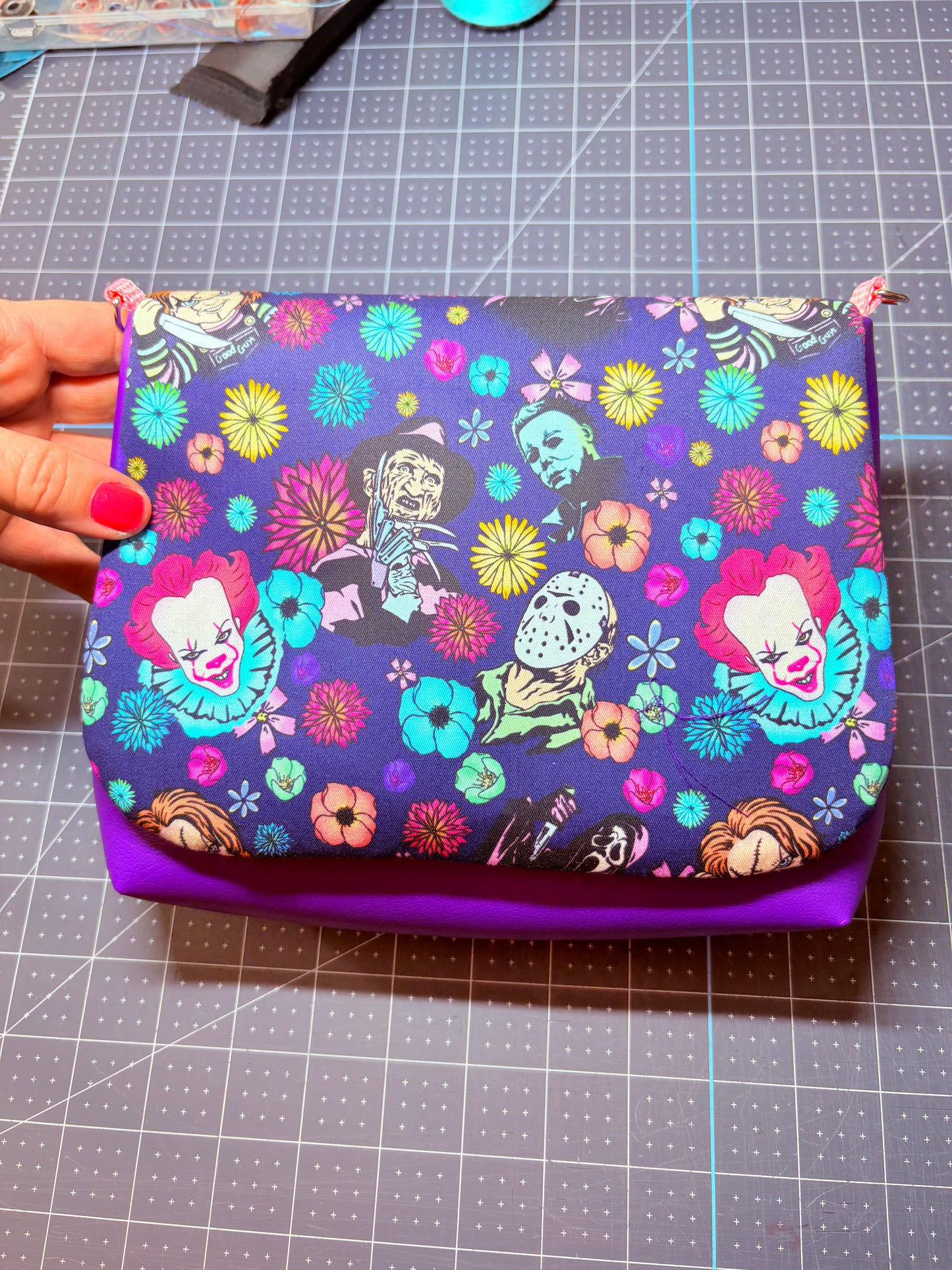 HIPPIE HORROR floral crossbody flap bag