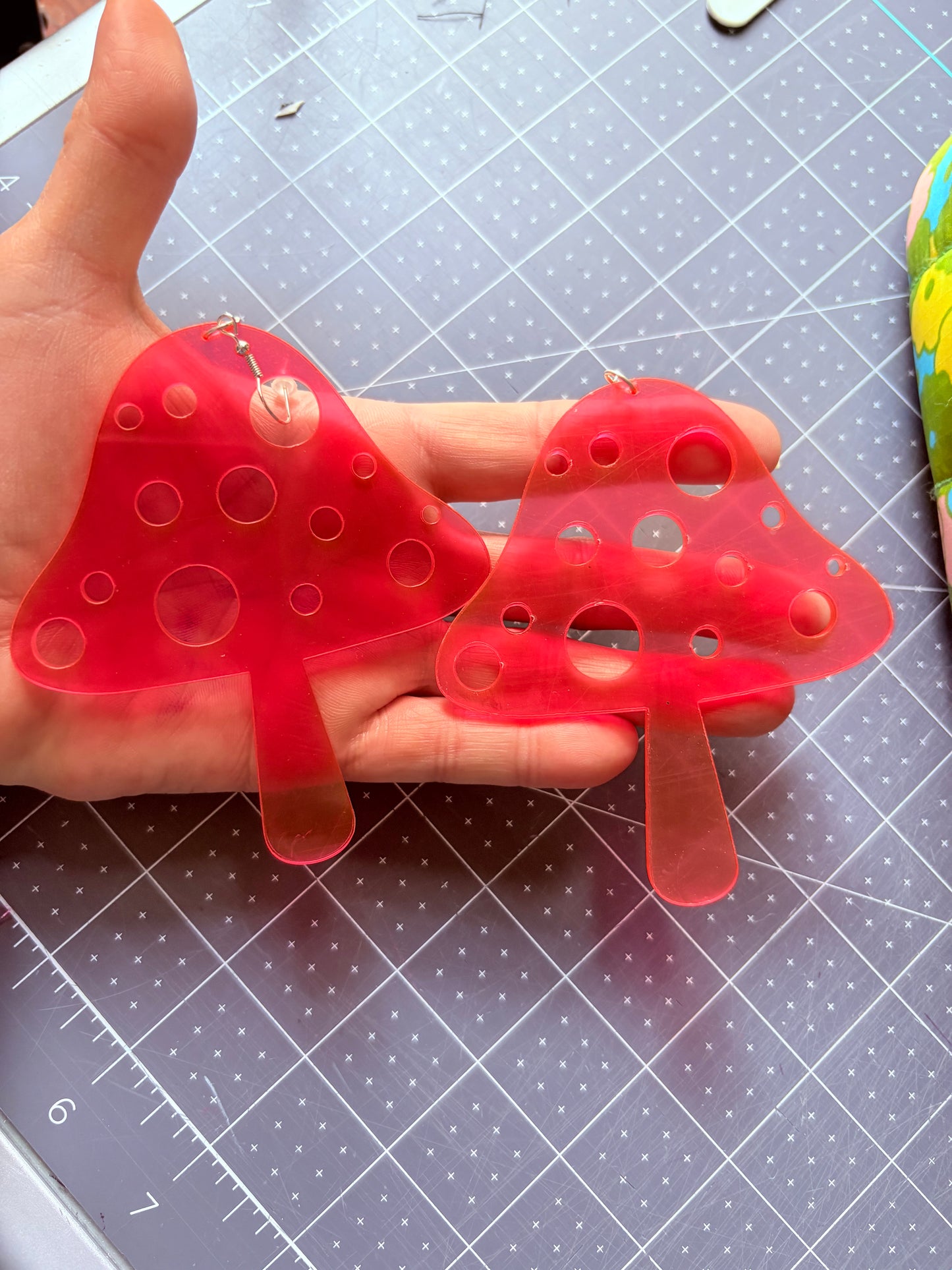 Jumbo neon mushroom earrings