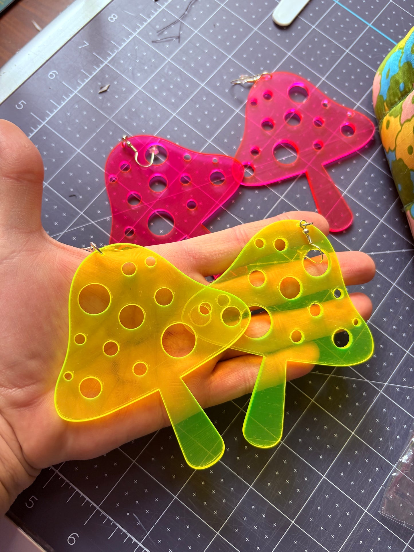 Jumbo neon mushroom earrings