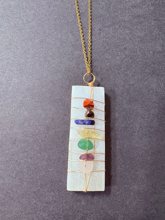 CHAKRA SELENITE NECKLACE