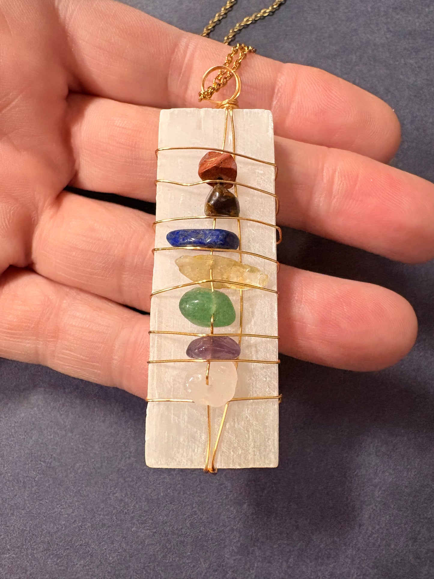 CHAKRA SELENITE NECKLACE