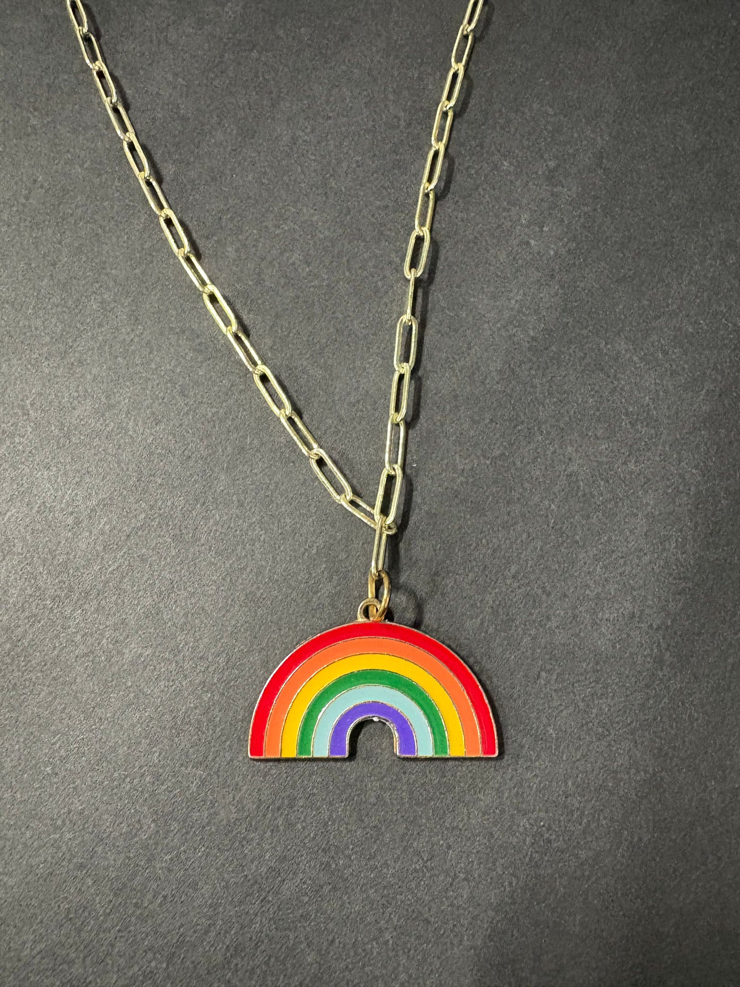 RAINBOW NECKLACE ON 14k chain
