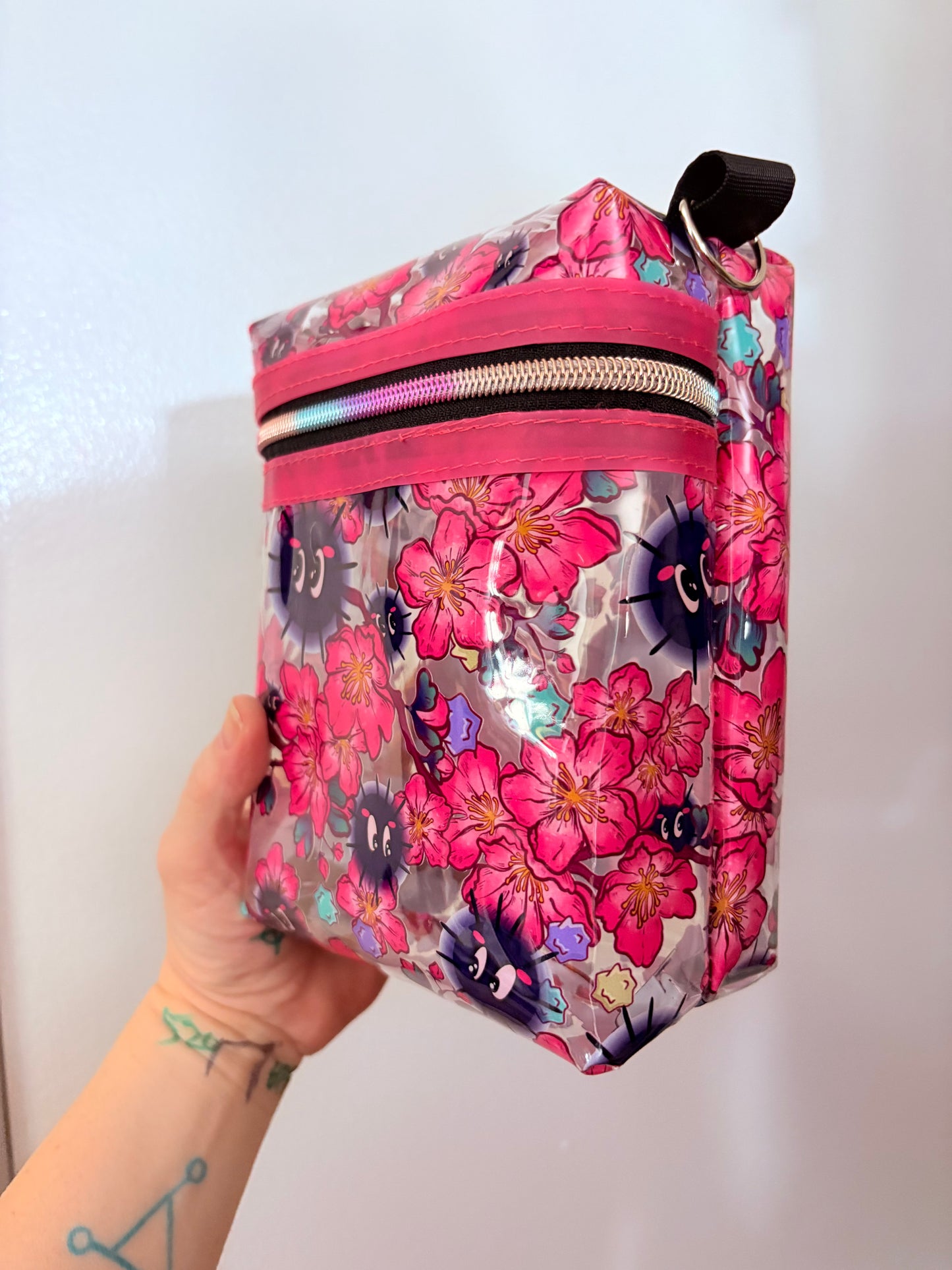Clear floral soots crossover bag