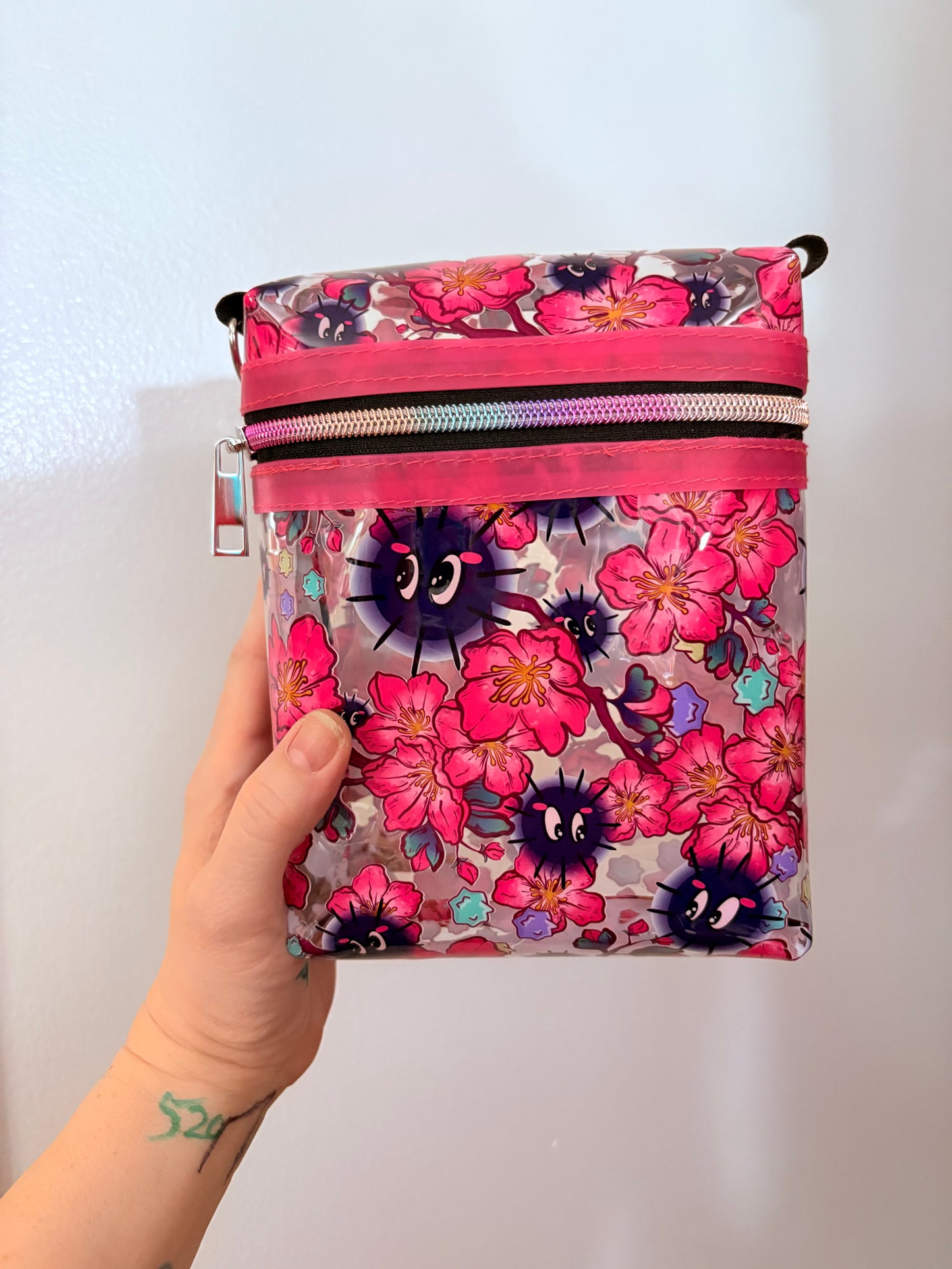 Clear floral soots crossover bag