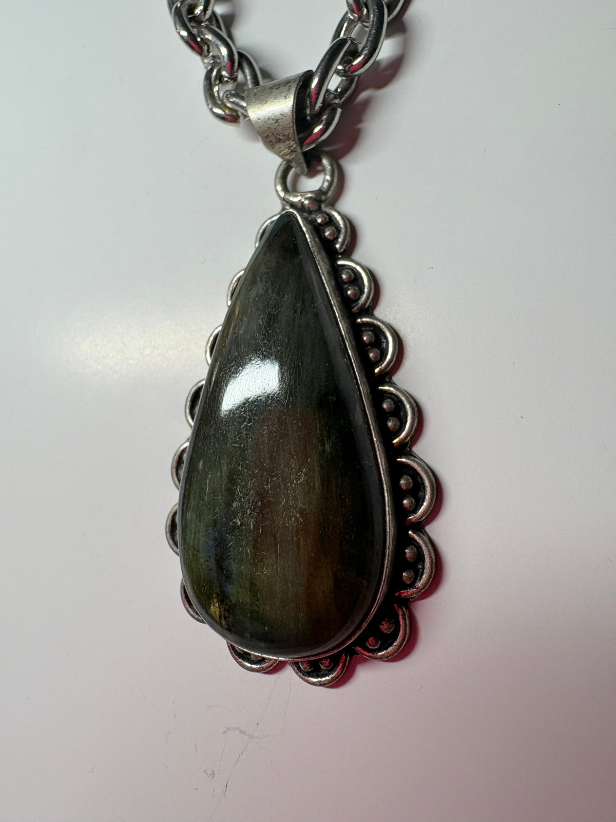 Jumbo labradorite teardrop pendant