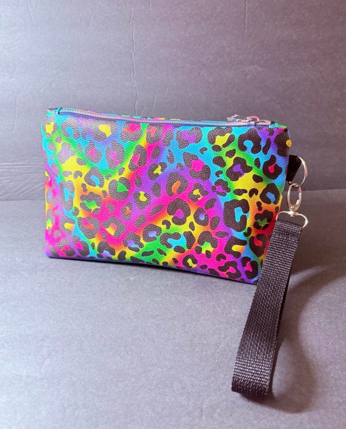 Rainbow leopard make up pouch