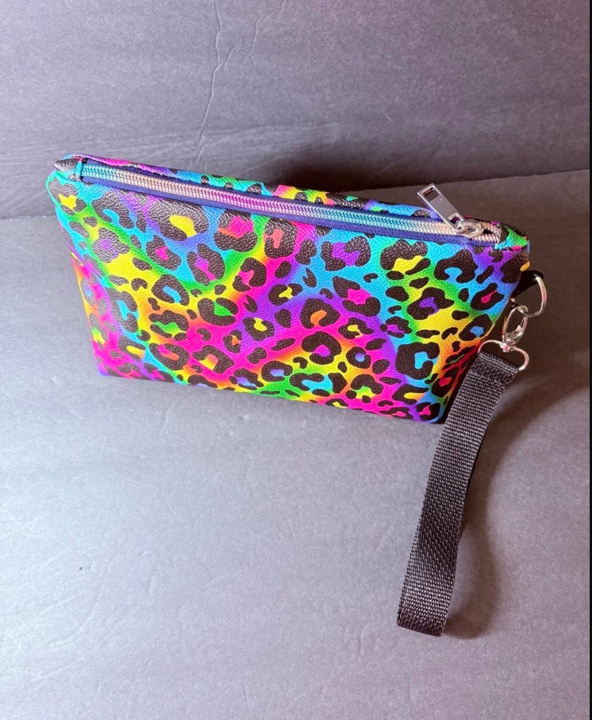 Rainbow leopard make up pouch