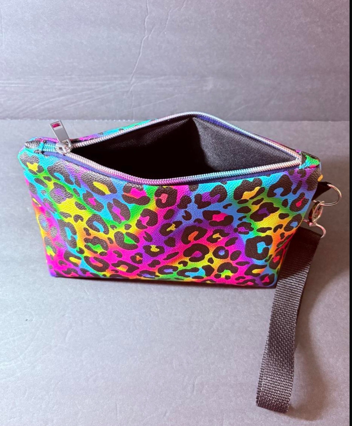 Rainbow leopard make up pouch