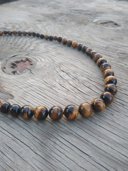 14MM TIGER EYE BEADED NECKLACE