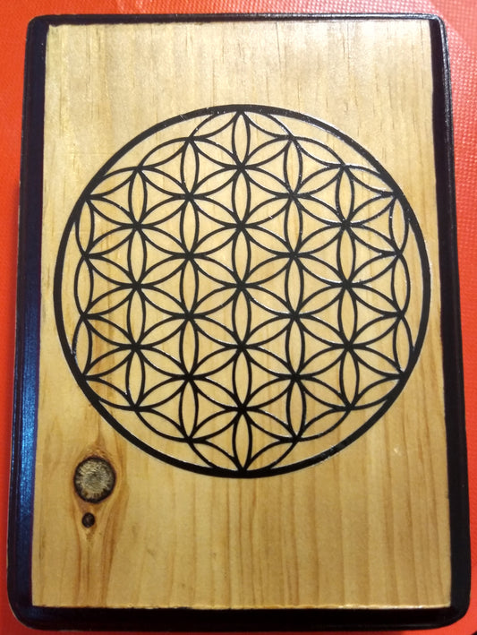 FLOWER OF LIFE ON A WOOD PLAQUE