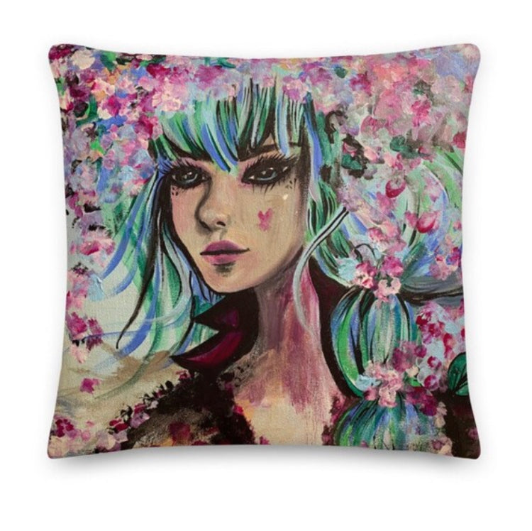 Cherry blossom girl pillow