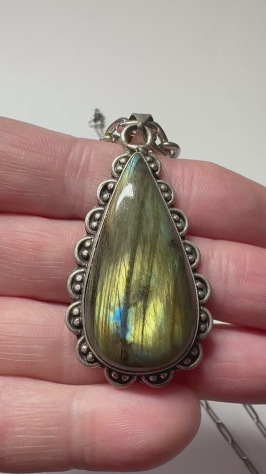 Labradorite jumbo teardrop pendant