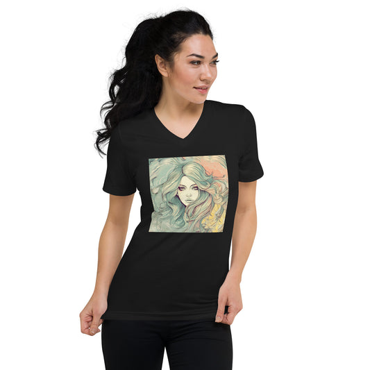PASTEL 70's face Unisex Short Sleeve V-Neck T-Shirt
