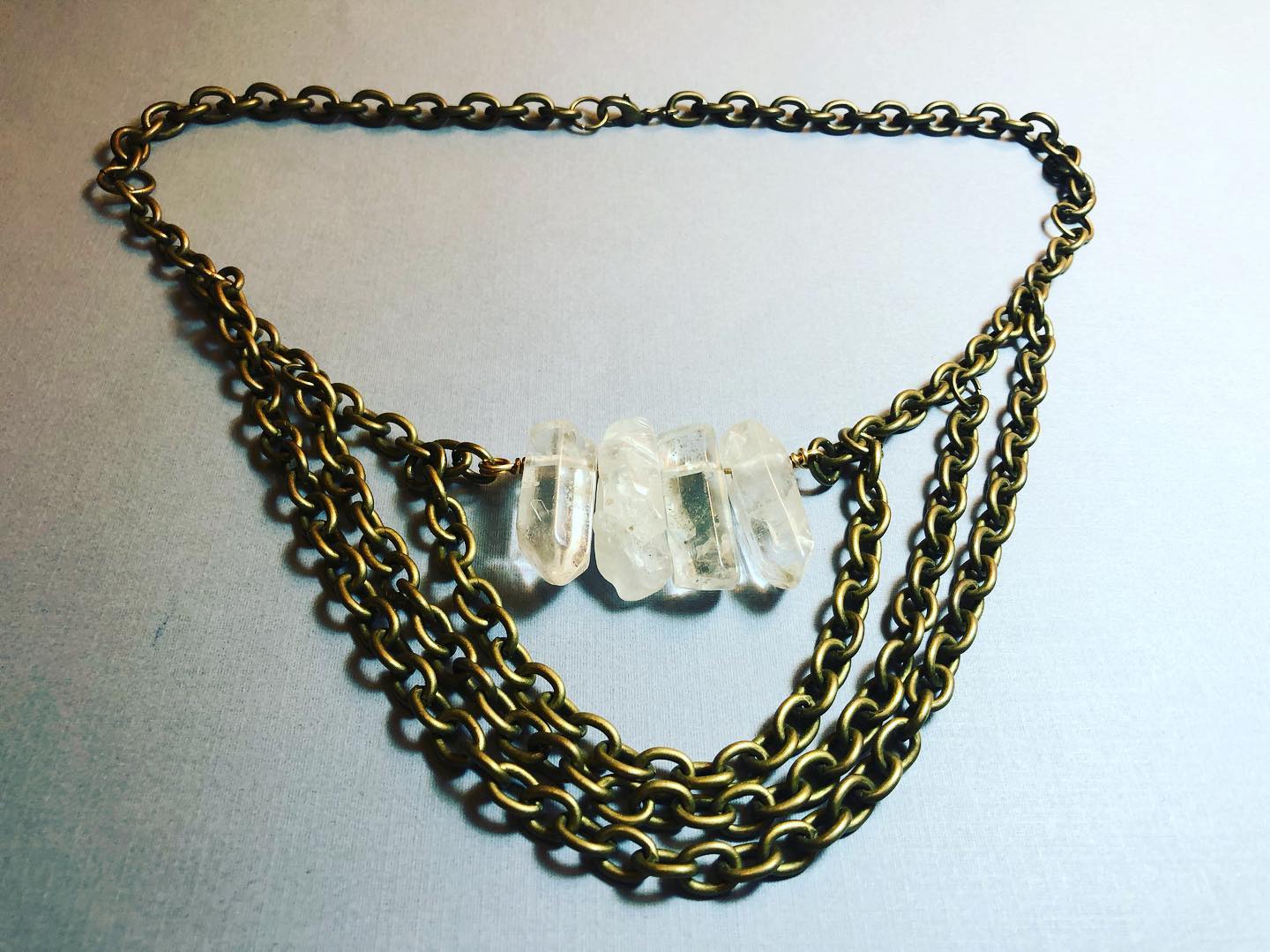 bronze quartz chain handmade necklace