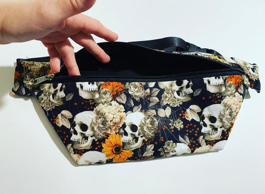 Floral skull Fanny pack