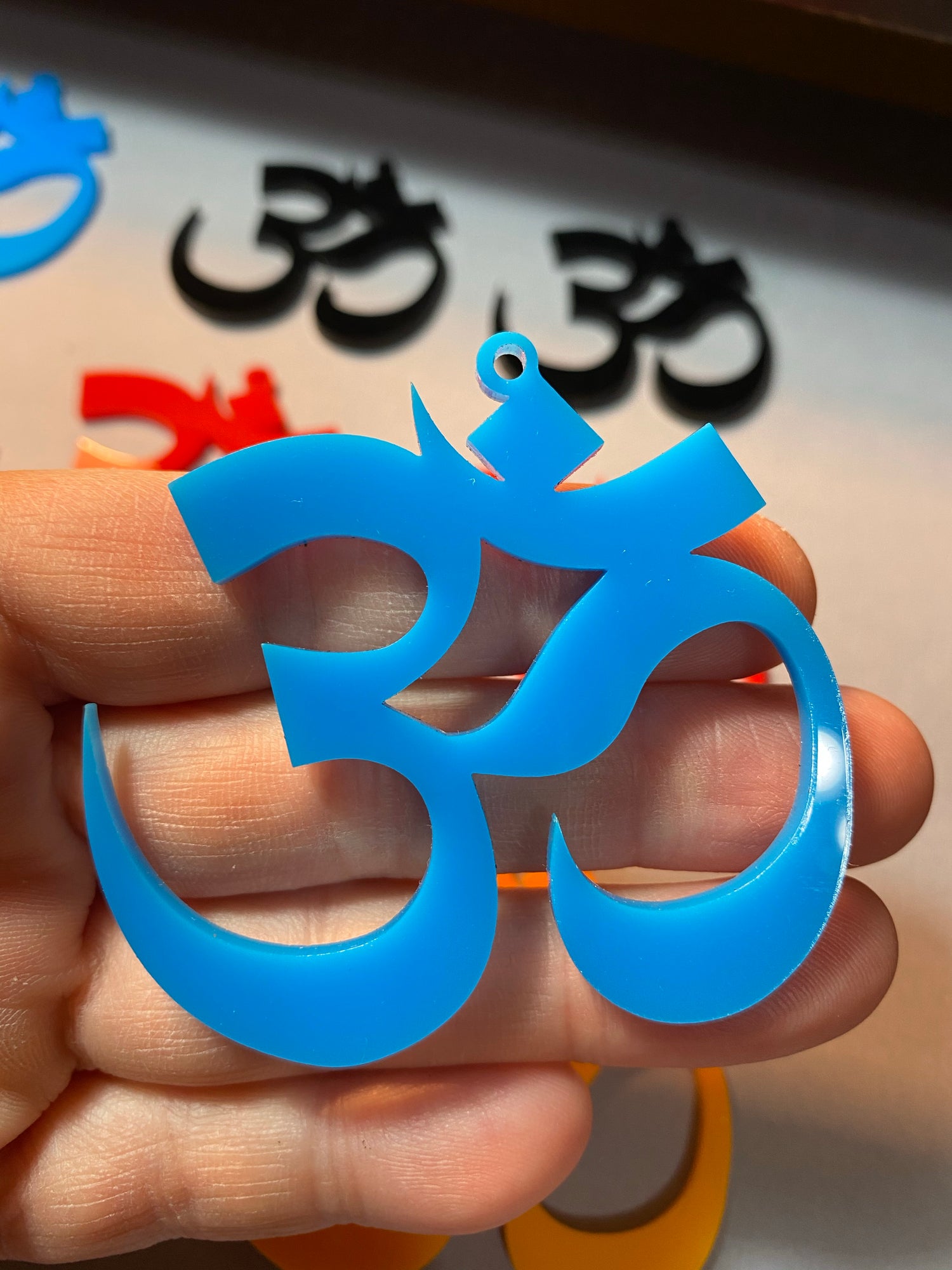 big laser cut om earrings