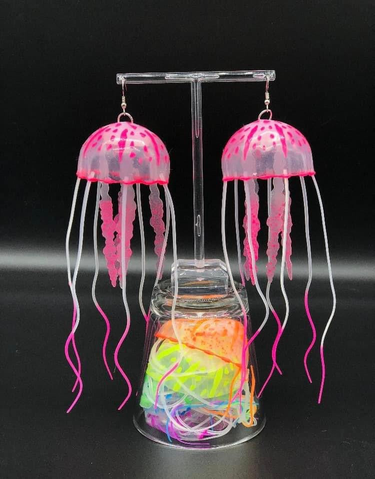 UV reactive Glow in the dark jellyfish earrings