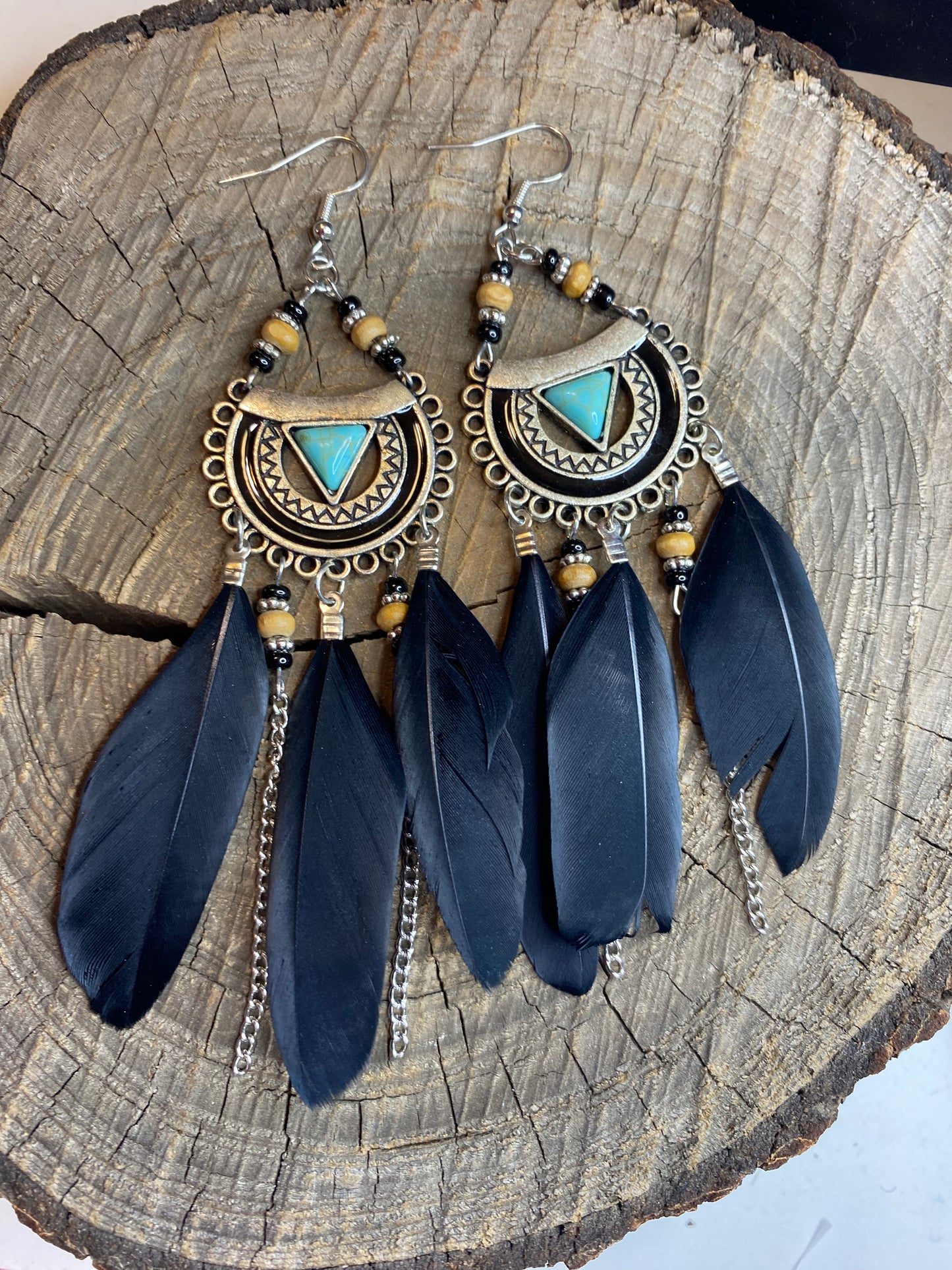 BLACK Feather earrings
