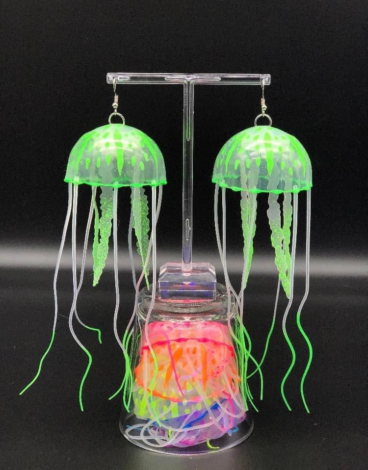 UV reactive Glow in the dark jellyfish earrings