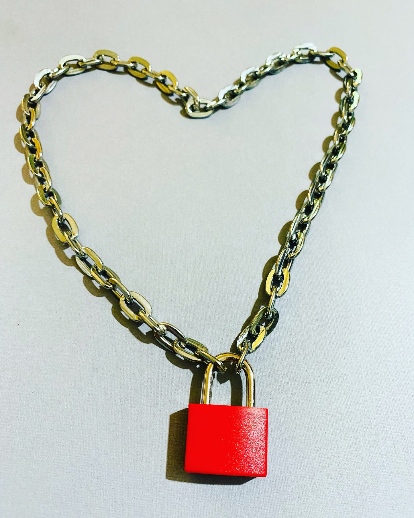 LOCKED AND LOADED NECKLACE Padlock and key choker Jewelry