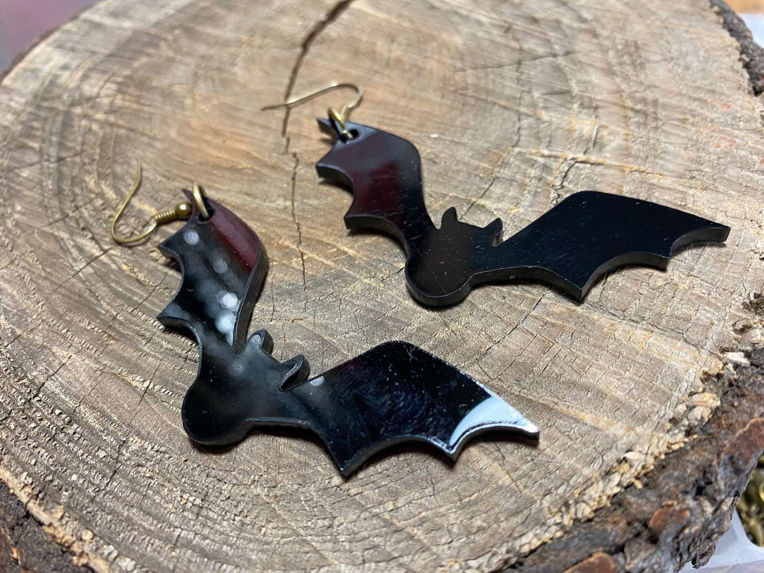 bat ha;lloween laser cut big earrings