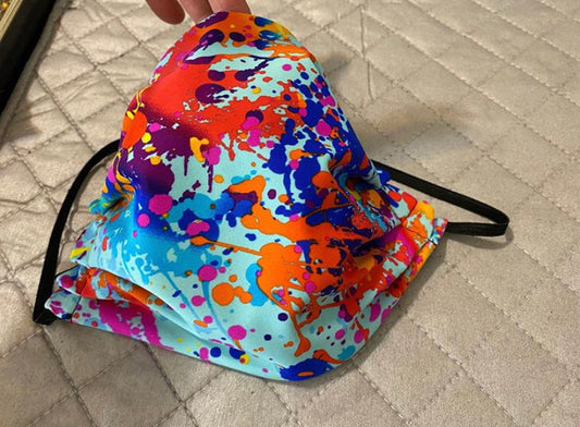 PAINT SPLATTER FACE MASK WITH FILTER POCKET