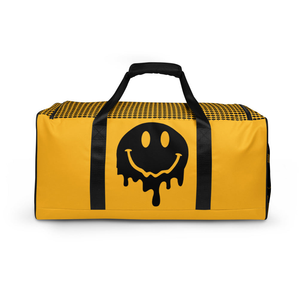 BLACK AND YELLOW MELTY SMILEY DUFFLE