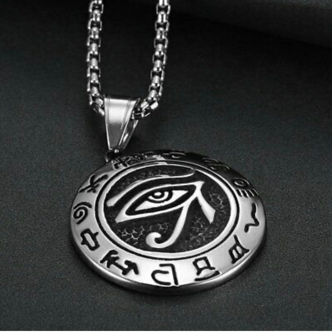 EGYPTIAN PHARAOH EYE OF HORUS RA PENDANT NECKLACE STAINLESS STEEL JEWELRY