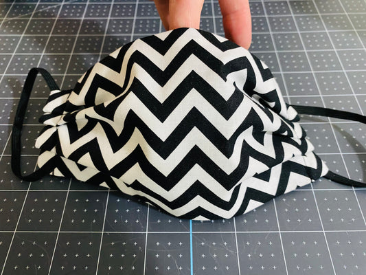 BLACK N WHITE CHEVRON FACE MASK