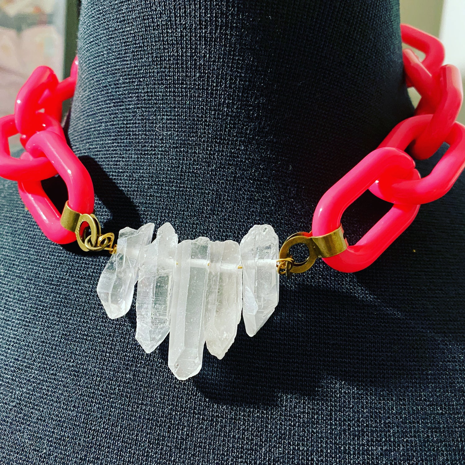 PLASTIC QUARTZ NECKLACE HANDMADE JEWELRY