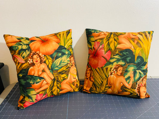 TROPICAL PIN UP GIRLS PILLOWS